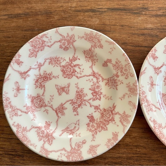 Vintage Queen’s by Churchill England Toile de jouy Pink Floral Butterfly 2 Plate - Picture 4 of 7